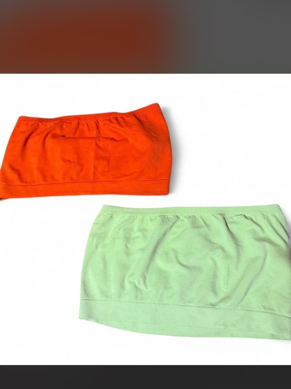 Pack of 2 Seamless Bandeau Crop Tops — Neon Orange & Lime